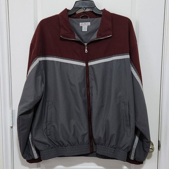 D.A.C. Performance Mens 2XLT Gray Maroon Full Zip Jersey Lined Windbreaker - Picture 1 of 7
